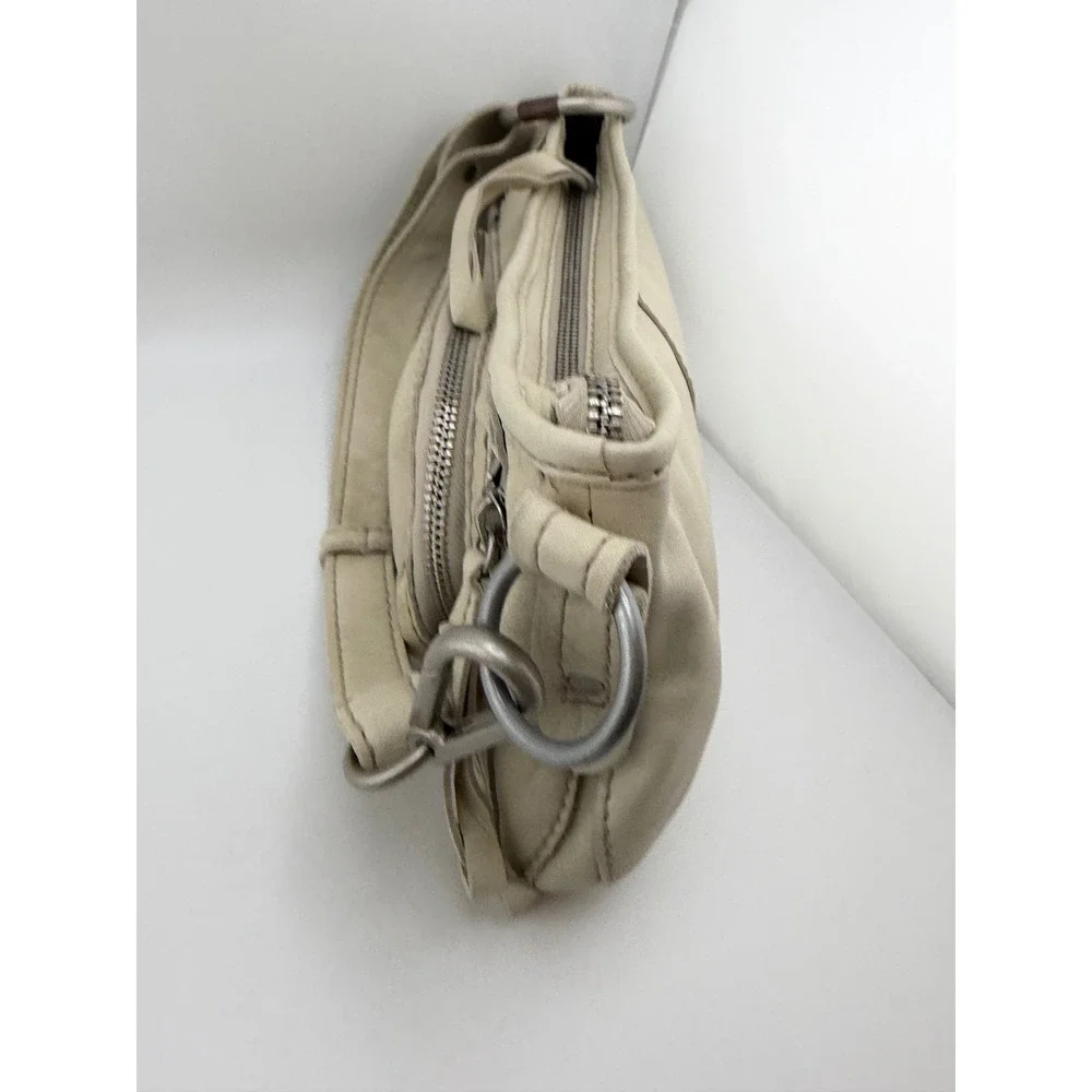 Ruehl No.925 Greenwich St Cream Leather Baguette Shoulder‎ Bag Y2K Vintage